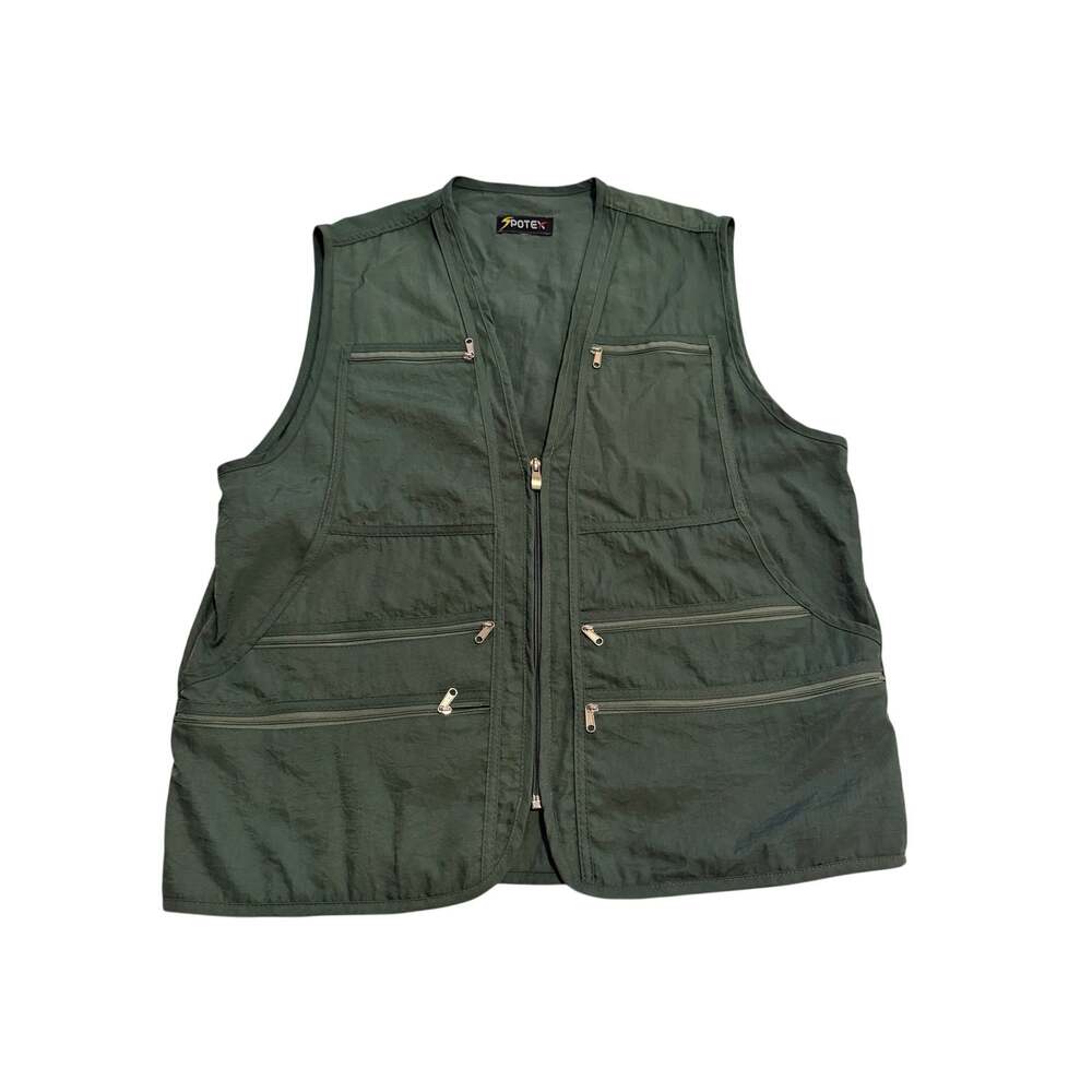 Spotex Vest Men Medium Green Multipocket Utility Cargo Tactical Fishing Gorpcore